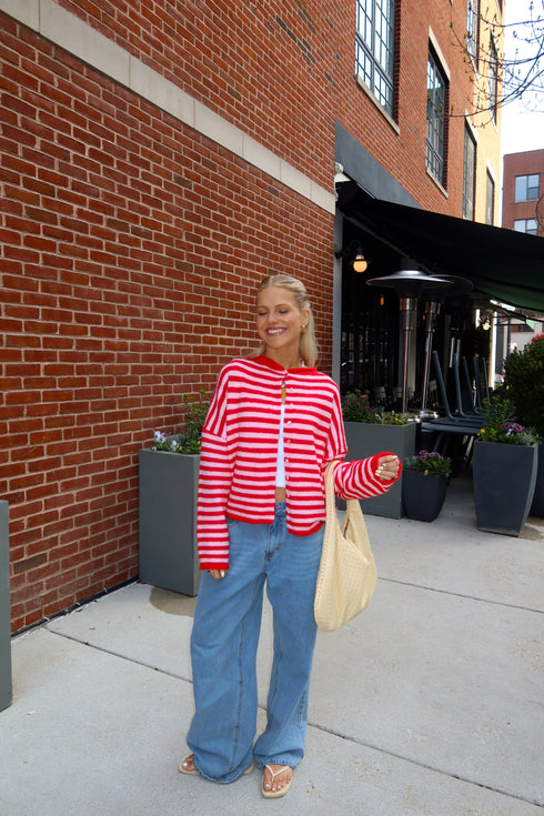 Coco Cutie Cardigan // Red & Pink Stripe